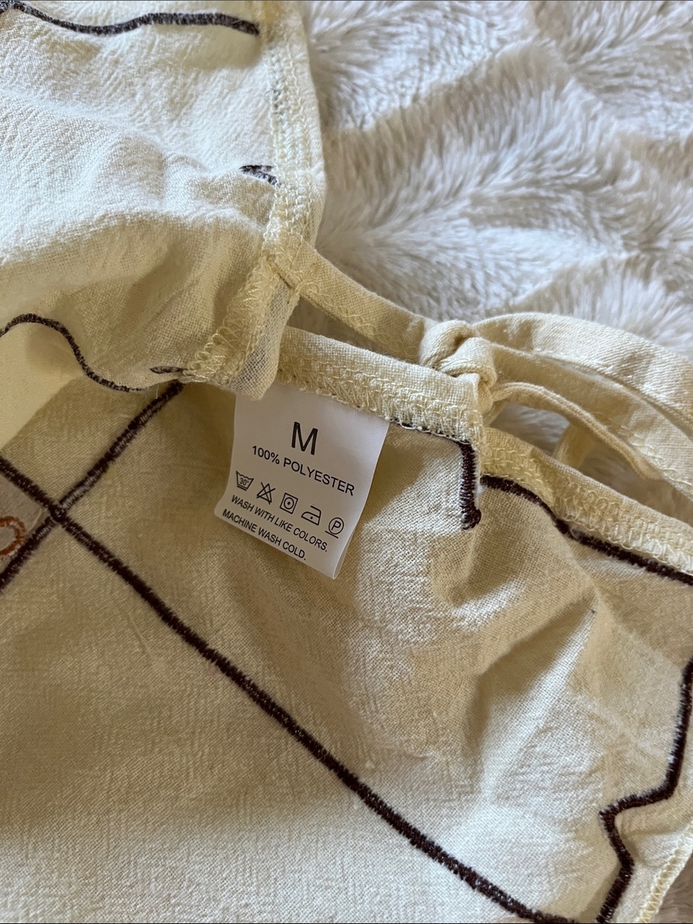 NWOT Embroidered With Side Ties Cream Crop Tank Top Size M - Picture 7 of 8